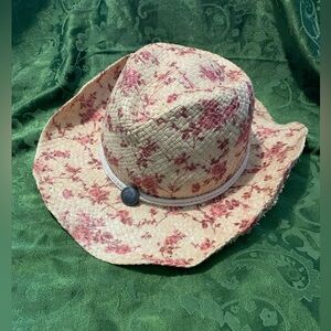 Women’s Pugs Floral Straw Cowboy Hat, OS.  Like new.